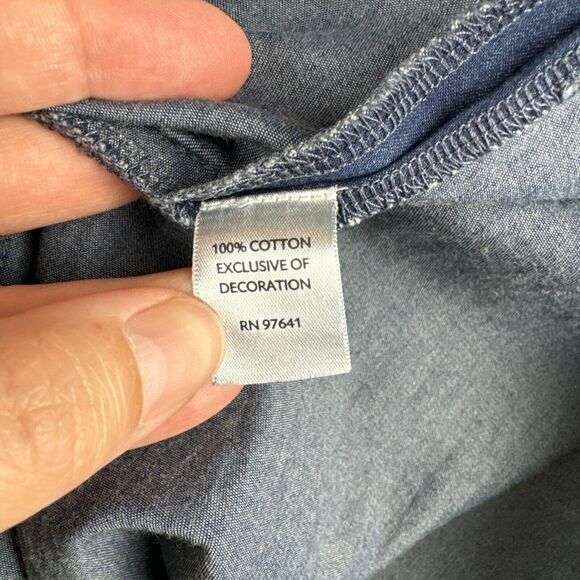 J.Jill‎ Denim Chambray Tunic Dress Women's Large Embroidered with Pockets (0918) - Picture 7 of 13